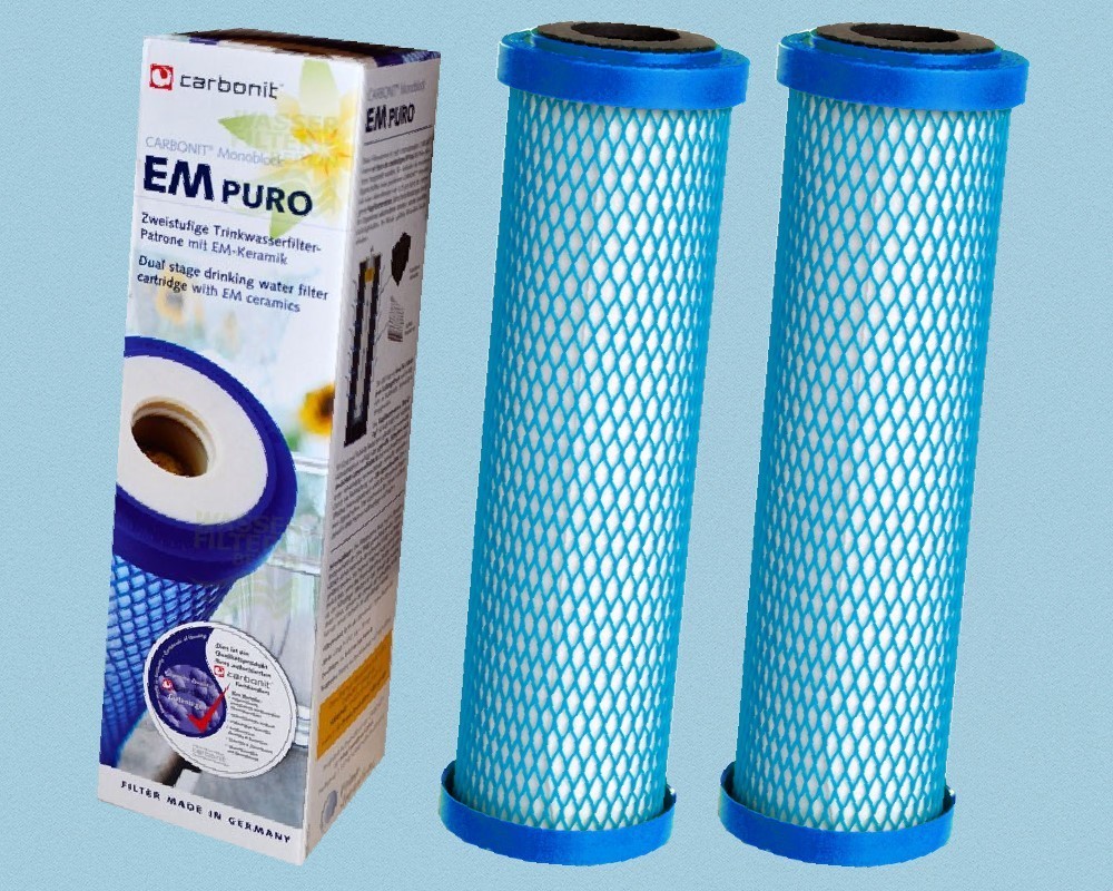 2 x Carbonit EM Puro Wasserfilter für Sanuno Vario Duo mit EM-Keramik Kartusche 