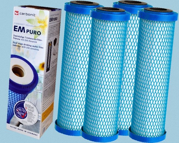 4 x Wasserfilter Carbonit EM Puro für Sanuno Duo Vario Auftischfilter