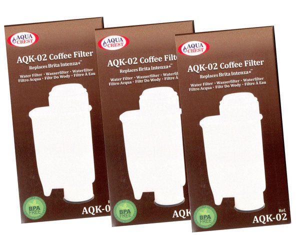 3 x Filterpatrone AQK-02 ersetzt Brita Intenza+ für Bosch Philips Saeco Gaggia Kaffeemaschinen