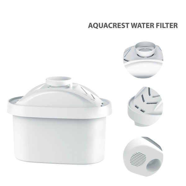8 x Aquacrest Wasserfilter Kartusche für Kannenfilter kompatibel mit BRITA Maxtra
