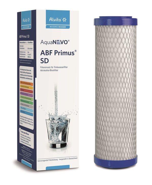 2 x Alvito Wasserfilter ABF Primus SD - Aktivkohle Blockfilter AquaNEVO 0,45 µm