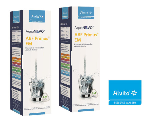 2 x Alvito Wasserfilter ABF Primus EM AquaNevo - Aktivkohle Blockfilter mit Keramik