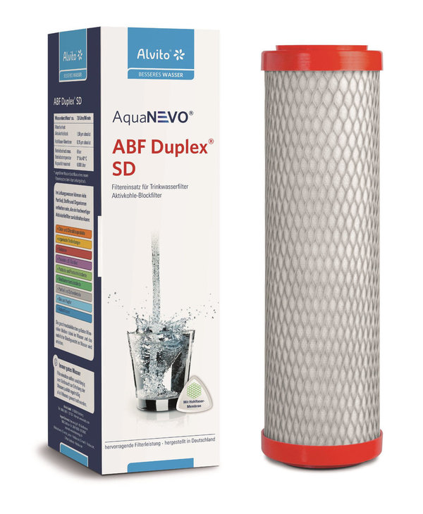 Alvito Wasserfilter ABF Duplex SD AquaNevo - Aktivkohle Blockfilter 1,5 µm