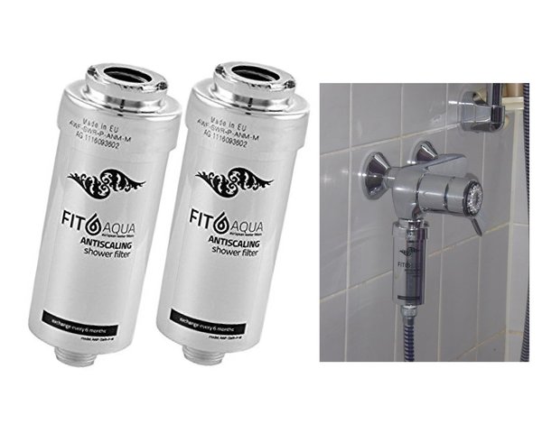 2 x Duschfilter FitAqua Antiscaling Wasserfilter für Dusche gegen Chlor und Kalk