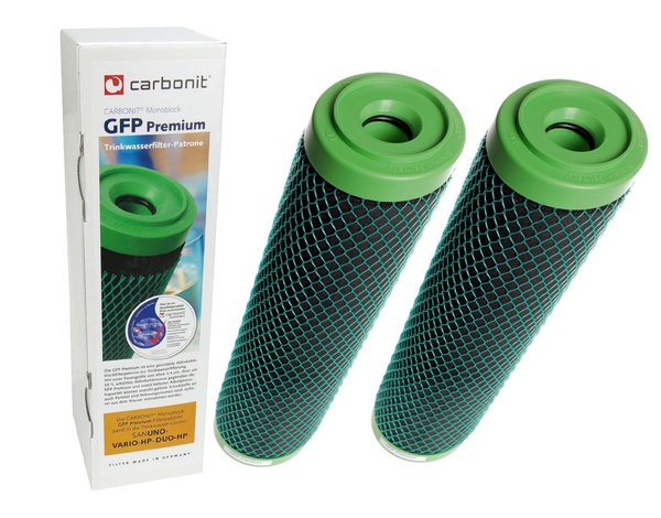 2 x Wasserfilter GFP Premium Carbonit für Sanuno Duo Vario Auftischfilter