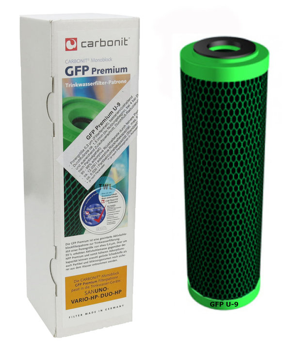 Wasserfilter GFP Premium U-9 Carbonit für Sanuno Duo Vario Auftischfilter bessere Filterleistung