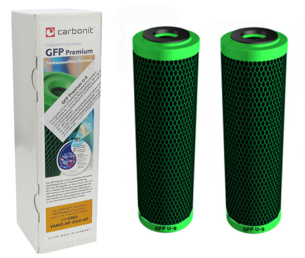 2 x Wasserfilter GFP Premium U-9 Carbonit für Sanuno Duo Vario Auftischfilter bessere Filterleistung