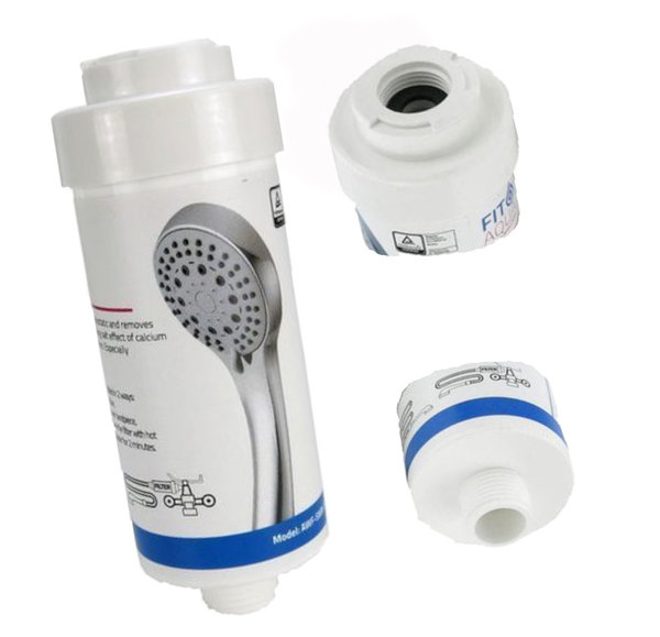 2 x Duschfilter FitAqua Antiscaling für Dusche gegen Chlor und Kalk - weiß