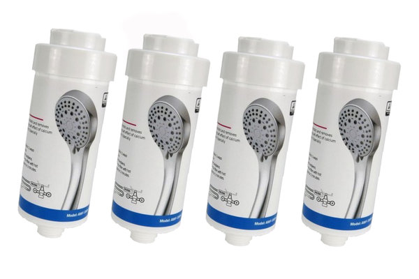 4 x Duschfilter FitAqua Antiscaling für Dusche gegen Chlor und Kalk - weiß